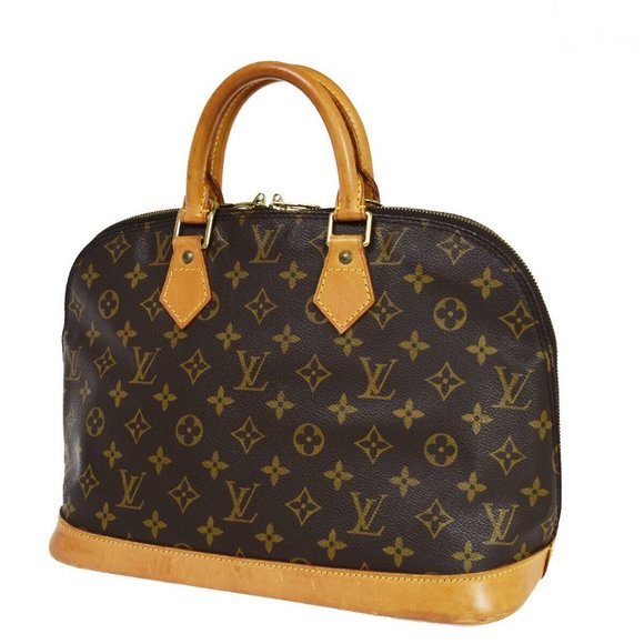 LOUIS VUITTON LV Logo Alma Hand Bag Monogram Leather Brown France - Picture 3 of 16
